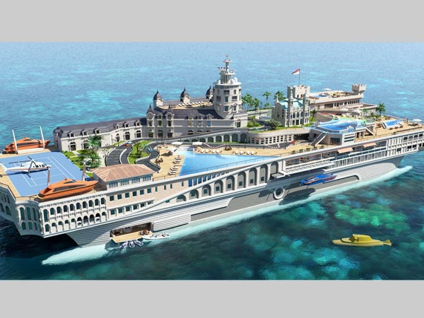 this 1 billion (USD) dollar 500-ft super floating city is designed by Yacht